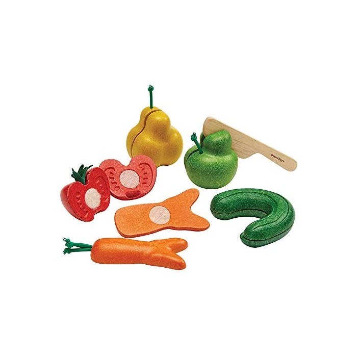 Juego de Frutas y Verduras da Corte de Madera PLANTOYS